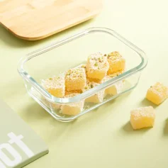 ظرف نگهدارنده غذا مستطیل درب چوبی glass lock